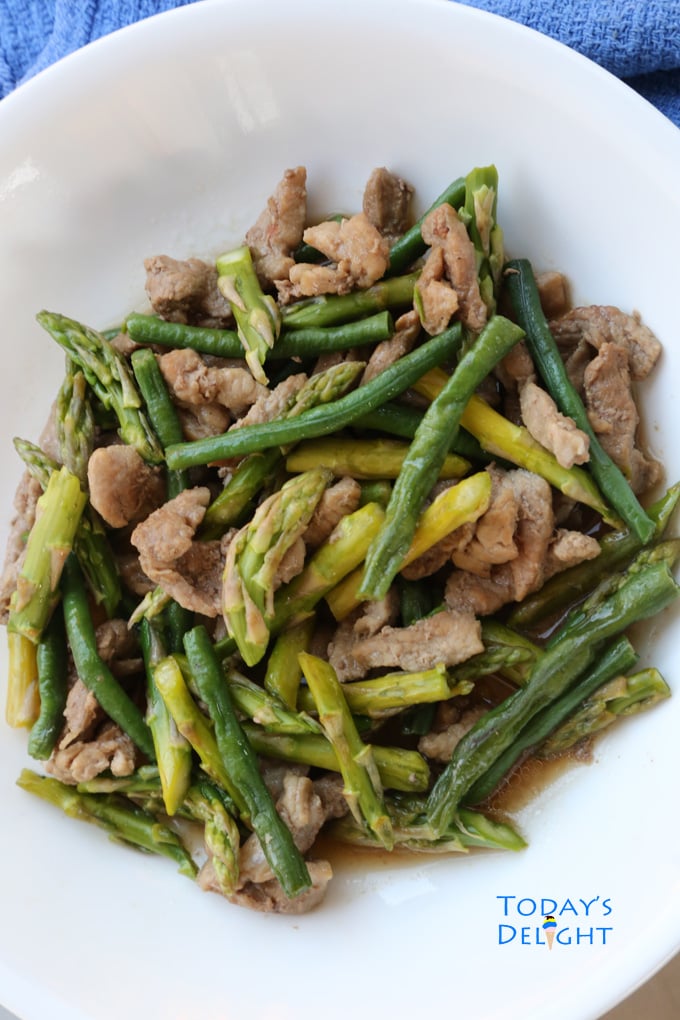 Stir Fried Green Beans with Pork and Asparagus