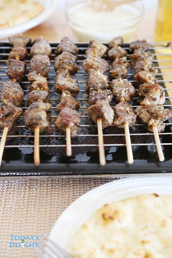 Pork Souvlaki cooked in oven is Today's Delight.