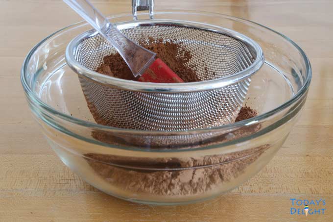 Sift cocoa powder.