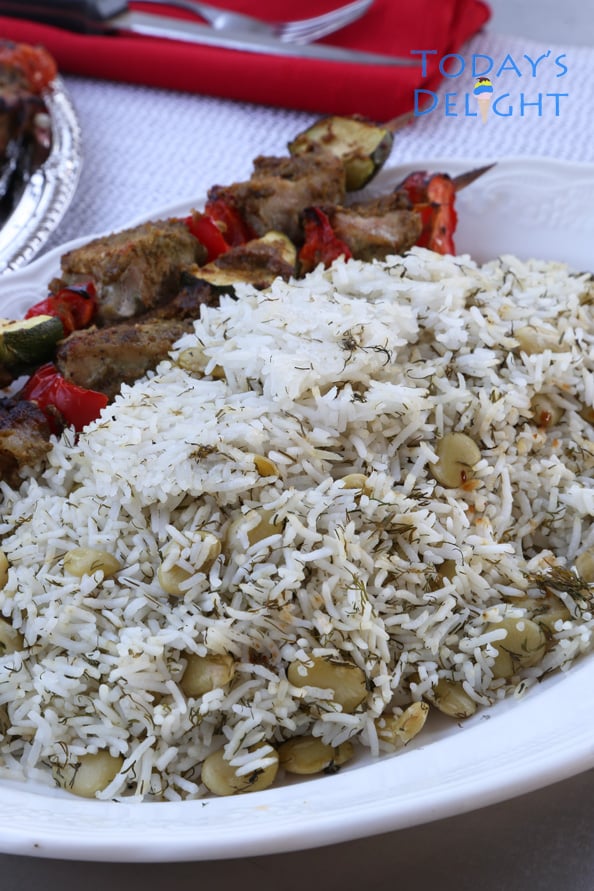 persian steamed rice with dill and lima beans is Today's Delight