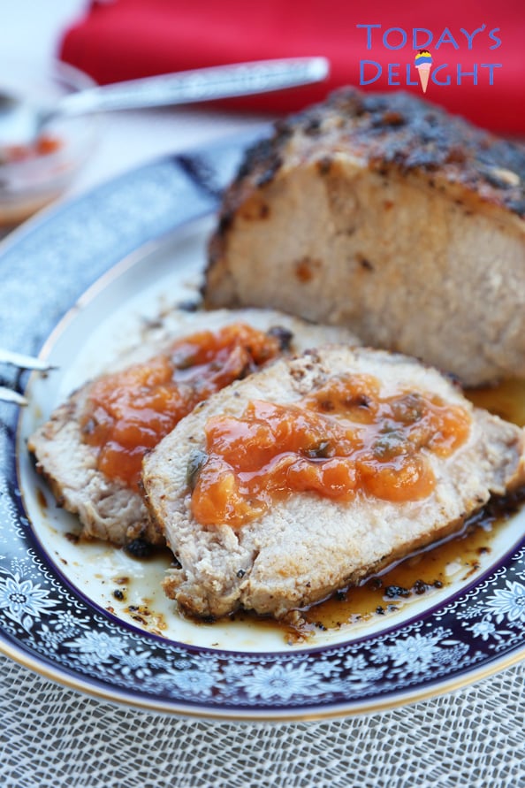 pork tenderloin with peach jalapeno sauce is Today's Delight