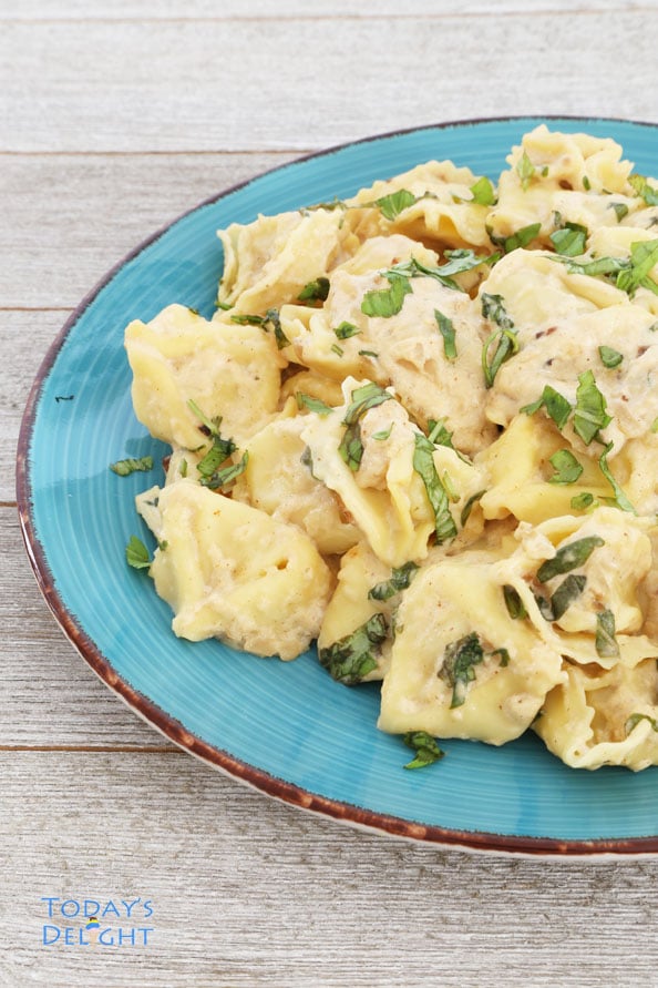 Cheese Tortellini with Basil Cream Sauce is Today's Delight