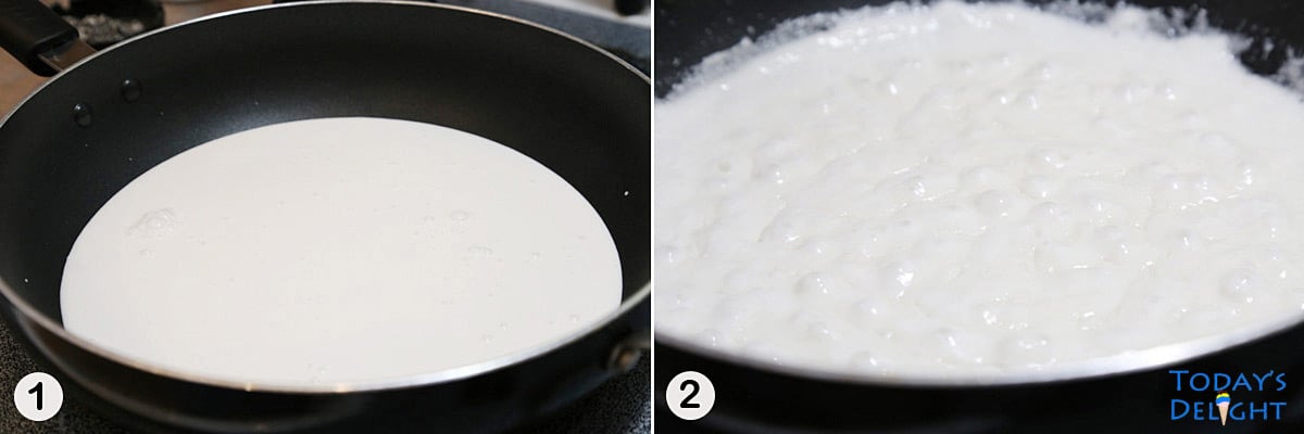 Steps 1 and 2 How to Make Latik (Toasted Coconut Curds)