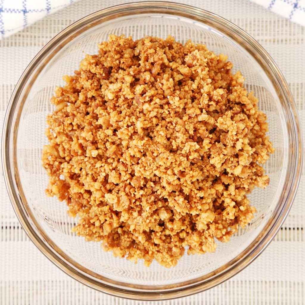 Bowl of toasted coconut curds - latik.