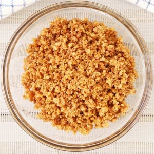 Bowl of toasted coconut curds - latik.