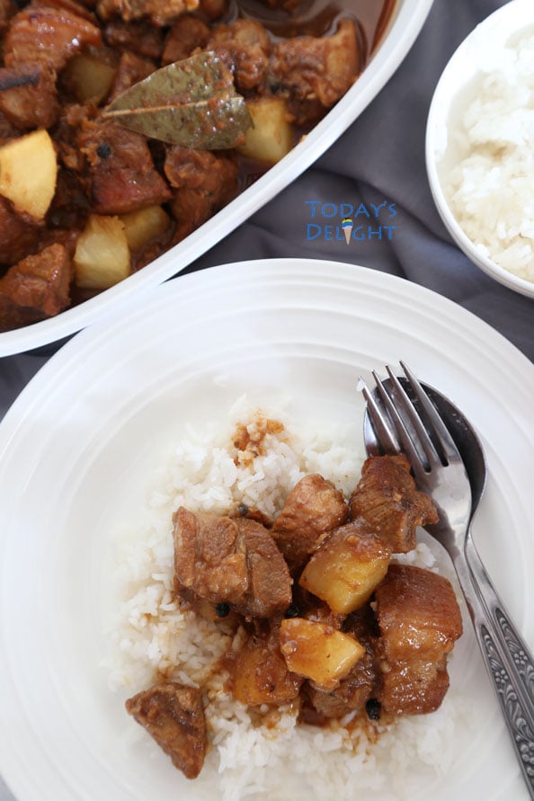Pork hamonado over white rice.