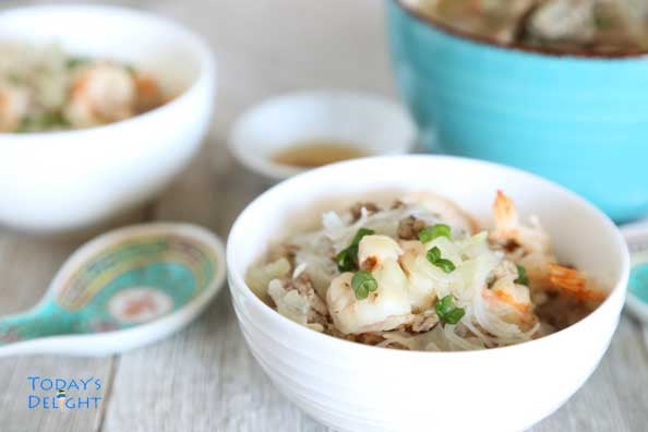 Filipino soup made with vermicelli noodles and upo bottle gourd is Today's Delight.