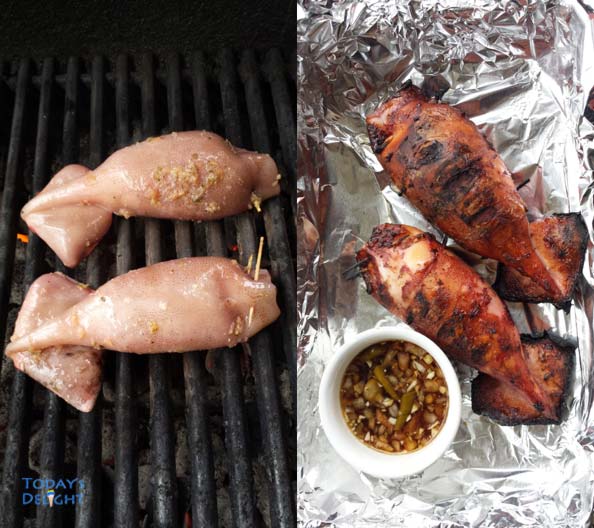 Grilled Stuffed Squid known as Inihaw na Pusit in Filipino is Today's Delight.