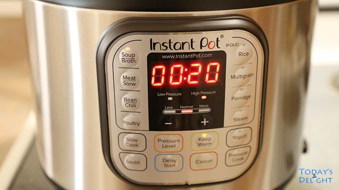 Instant Pot set to SOUP program to make Sinigang na Baboy.