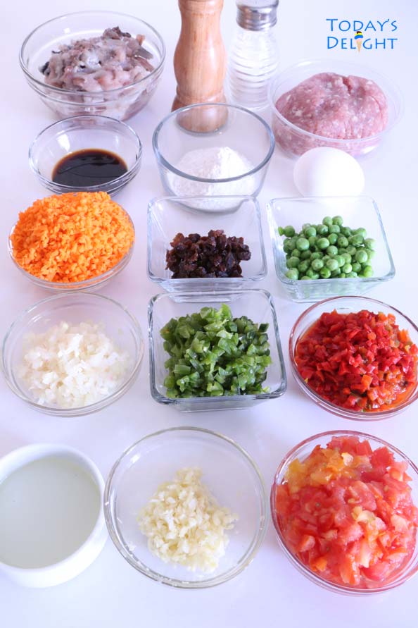 Ingredients of rellenong bangus (stuffed milkfish).