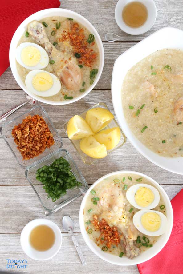 Chicken Rice Congee also known as Chicken Arroz Caldo is Today's Delight