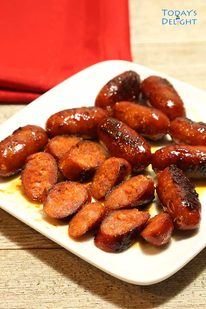 Cooked longanisa is cured sweet sausage.