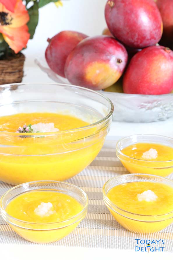 A light dessert with mango and tapioca pearl is Today's Delight