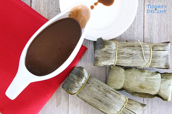 Filipino Coconut Caramel Sauce made with coconut milk and brown sugar is Today's Delight