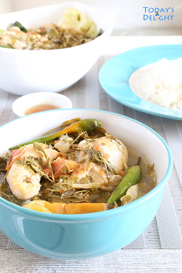 Chicken, vegetables and young tamarind leaves in sour broth