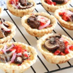 Mini Quiche with steak and vegetables in a rack