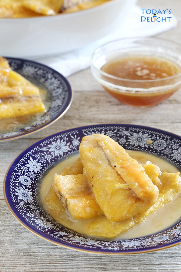 Banana Plantain in Butter Rum Cinnamon Brown Sugar Syrup is Today's Delight