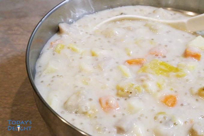 Ginataang Halo Halo is a variety of tubers cooked in coconut milk is Today's Delight
