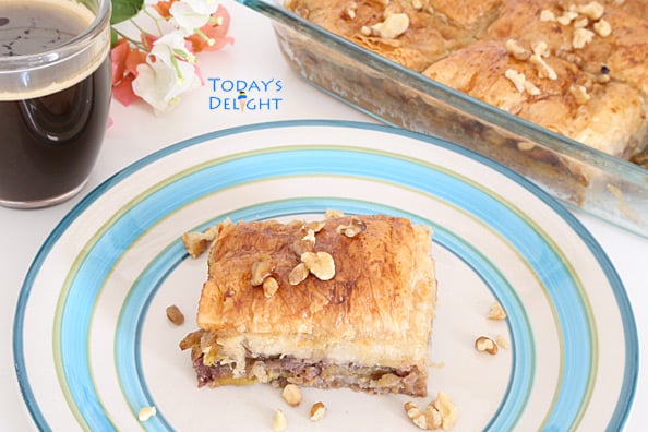 Plantain Baklava with coffee