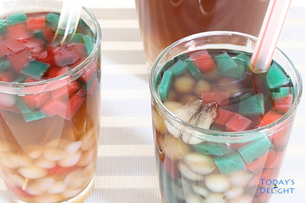 Refreshing chilled Filipino Drink in glasses with straw