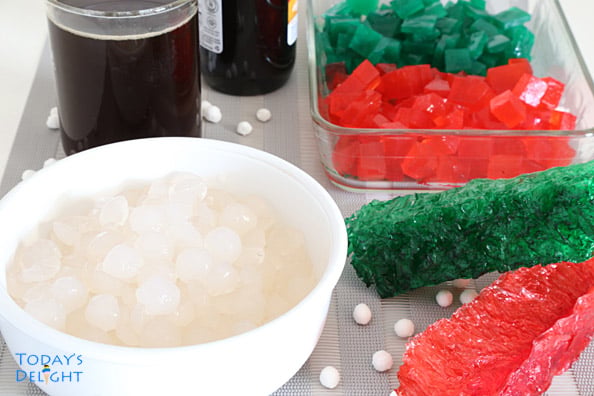 Ingredients to Make Filipino Drink Tapioca Pearls and Agar Agar