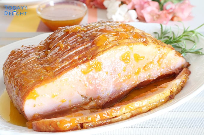 Carve Ham with Apricot Rosemary and Brown Sugar Glaze