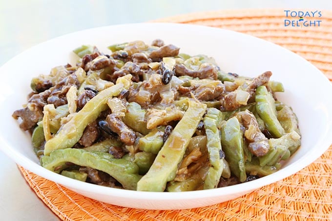 Ampalaya known as bitter melon with beef.