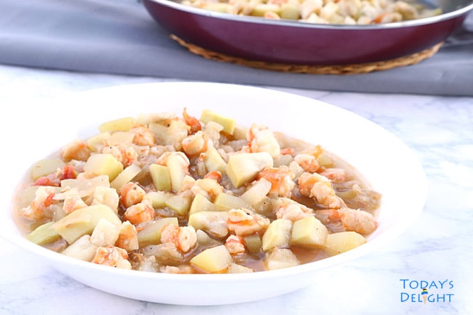 Plated Ginisang Upo with Shrimp (bottle gourd) - Filipino Lent Food Ideas.