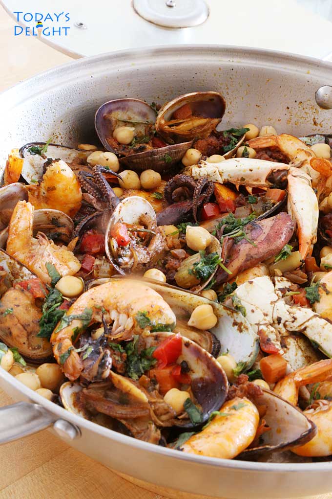 Spanish Seafood Stew in Cooking Pan is Today's Delight