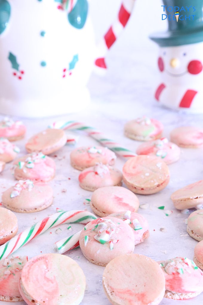 Candy Cane Macaron with Buttercream Filling is Today's Delight