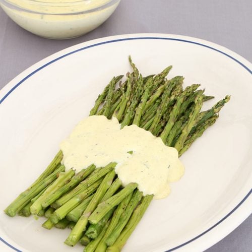 Roasted Asparagus with Bearnaise Sauce is Today's Delight.