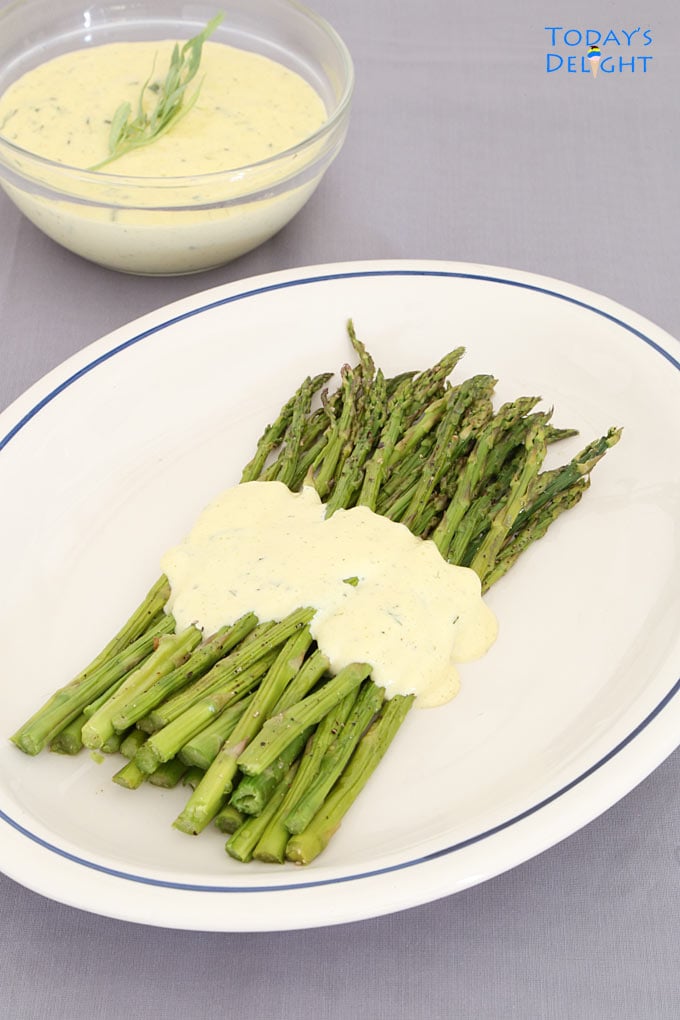 Roasted Asparagus with Bearnaise Sauce is Today's Delight.