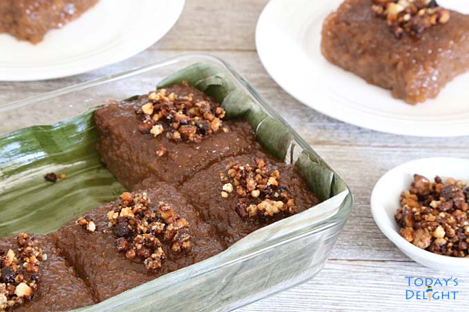Tray of dark Filipino Biko dessert