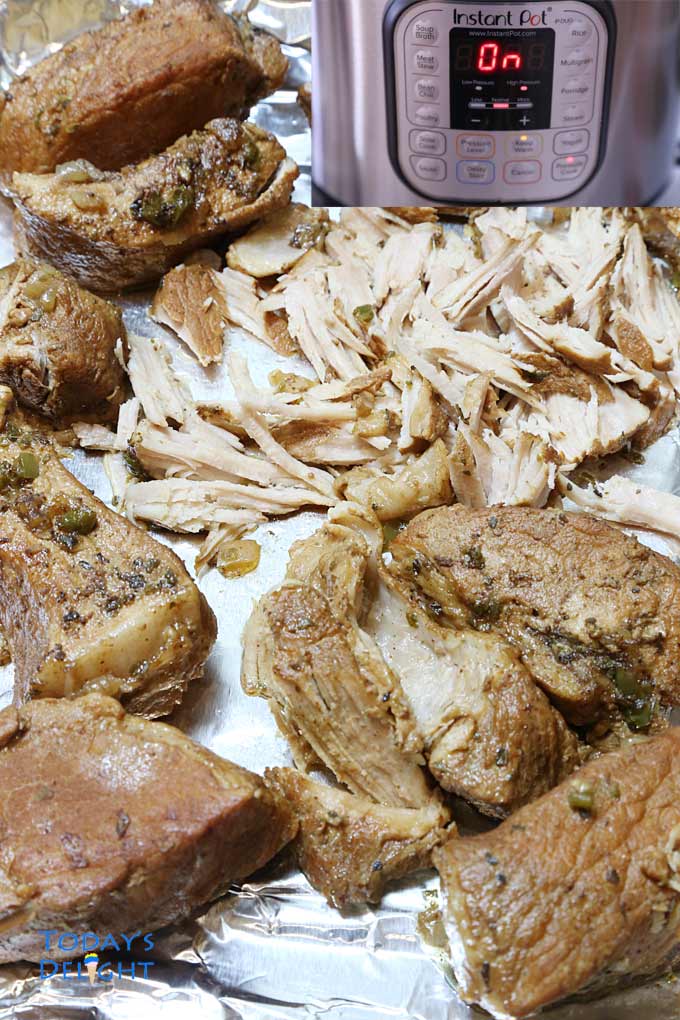 Pork carnitas cooked in an instant pot