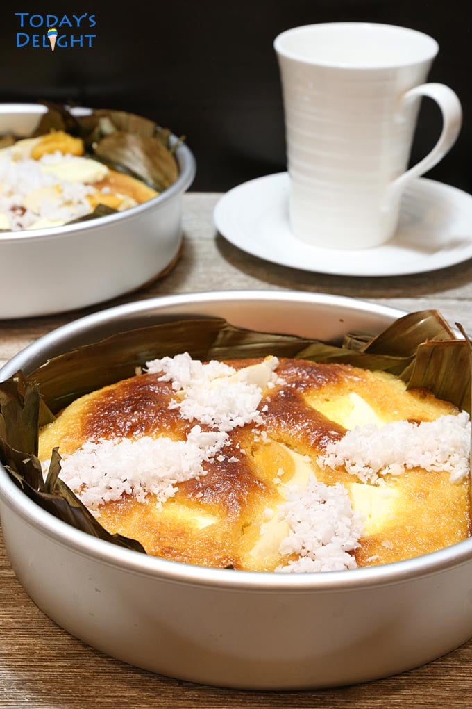 2 pans of Bibingka, a Filipino baked rice cake.