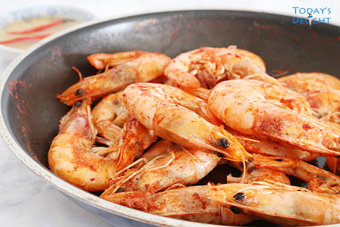 Cooked shrimp.