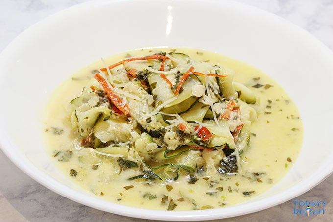 Zucchini in creamy savory sauce.