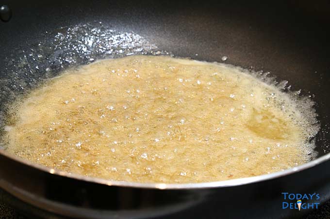 Caramelized ingredients in a skillet.