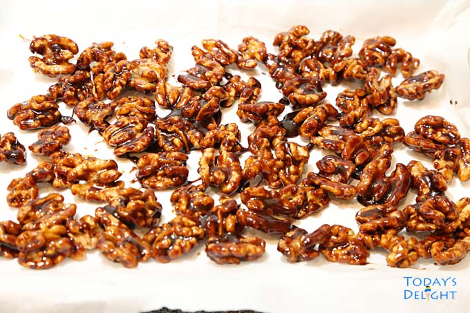 Butter Brown Sugar Candied Walnuts left to cool.
