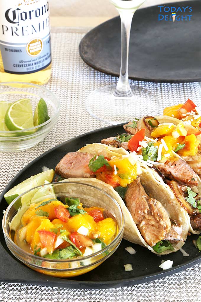 Plated Jalapeno Cilantro Lime Pork Tacos.