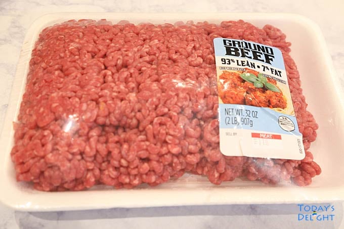 Ground Beef in package.
