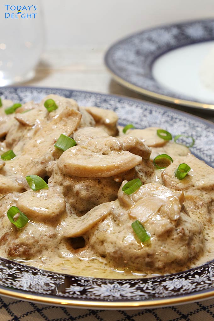 Burger Steak with Mushroom Gravy is Today's Delight.