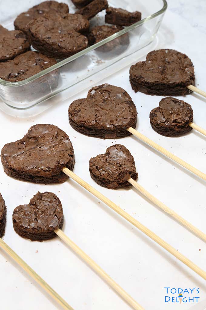 Heart Shaped Brownies in sticks.