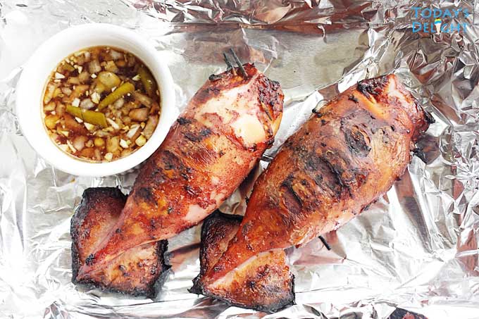 Inihaw na Pusit (Grilled Stuffed Squid).