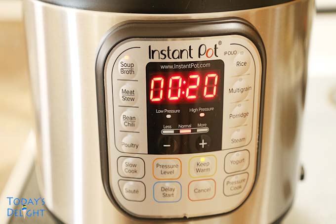 Set instant pot program and set time.