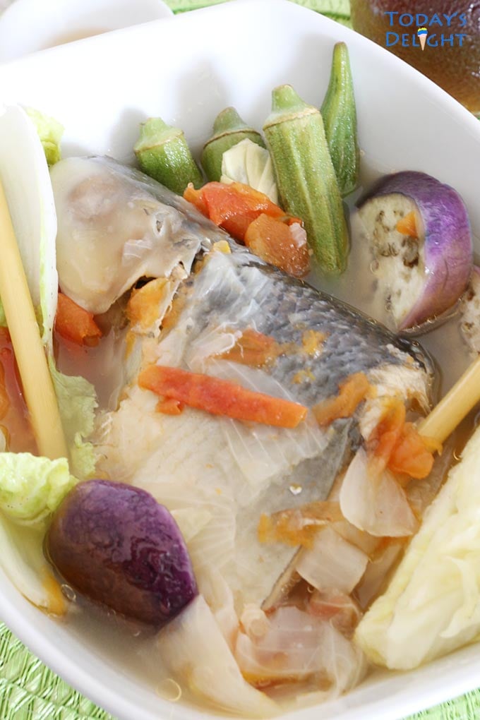 Savory Filipino soup in tamarind broth.