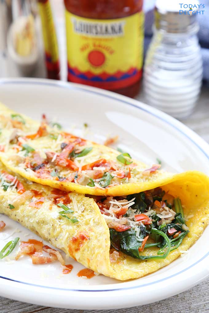 Egg Bacon Spinach Omelette is Today's Delight