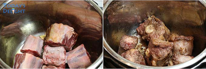 Browning oxtail in instant pot.