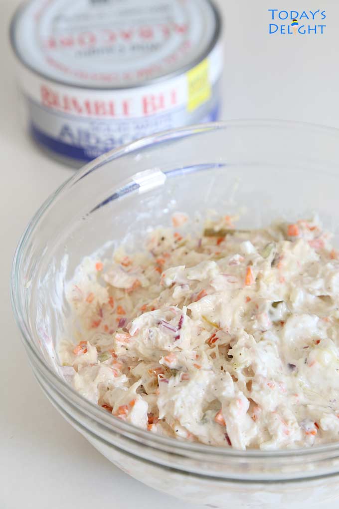 Tuna salad in a bowl.