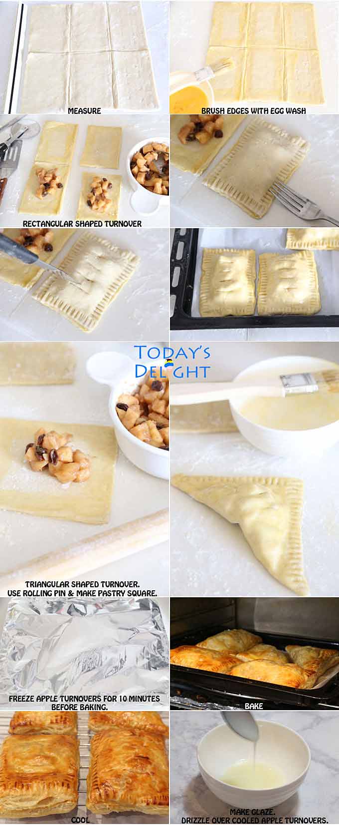Twelve steps how to make homemade apple turnovers.